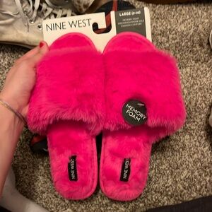 fluffy pink slippers